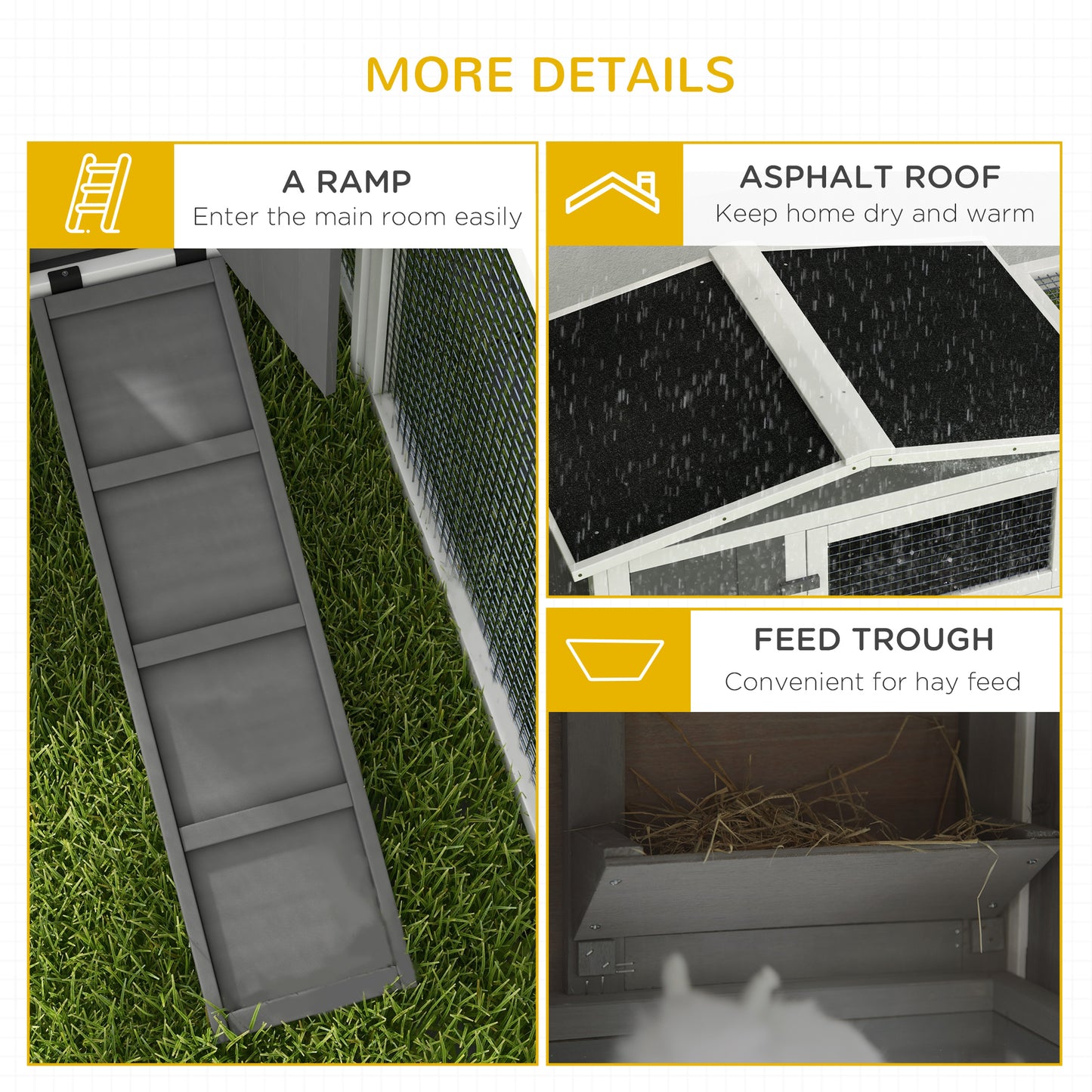 Large Indoor Outdoor Small Animal Cage with Slide-Out Tray - 61.5 x 23 x 27 Inches, Light Gray