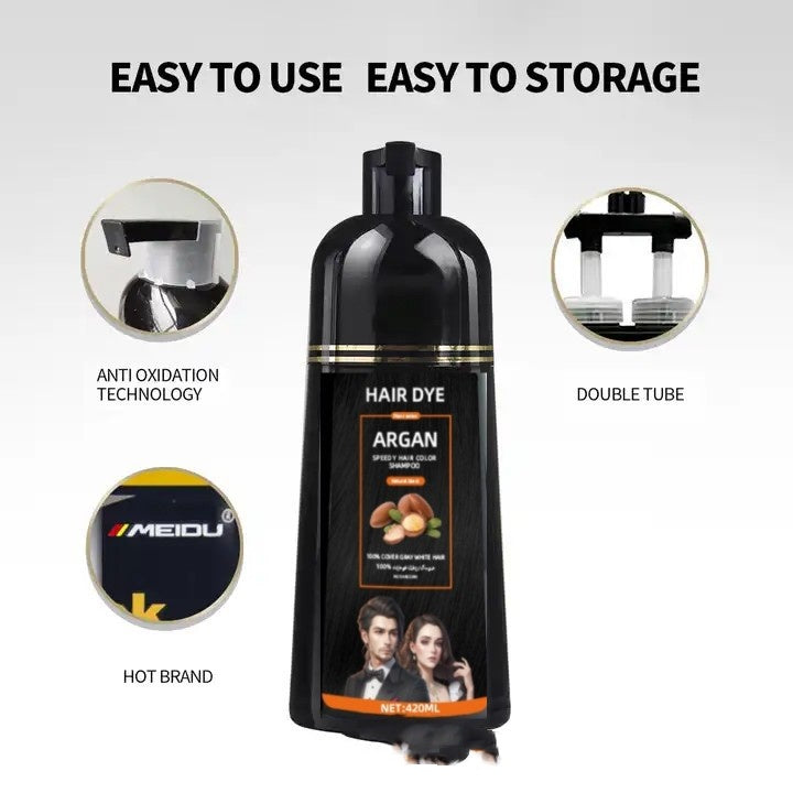 Black Hair Dye Cream 420ml - Bubble Black Hair Color for Home Use