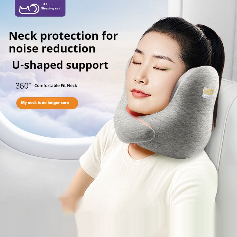 Travel Neck Pillow Memory Foam Noise Reduction U-Shaped Support