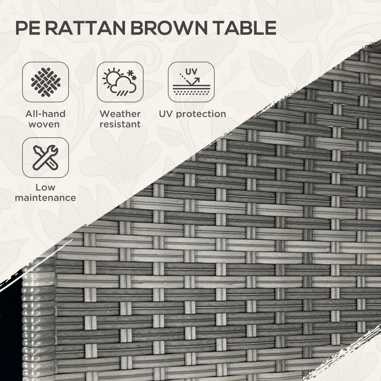 Outdoor Rattan Coffee Table with Storage Shelf - Mixed Gray