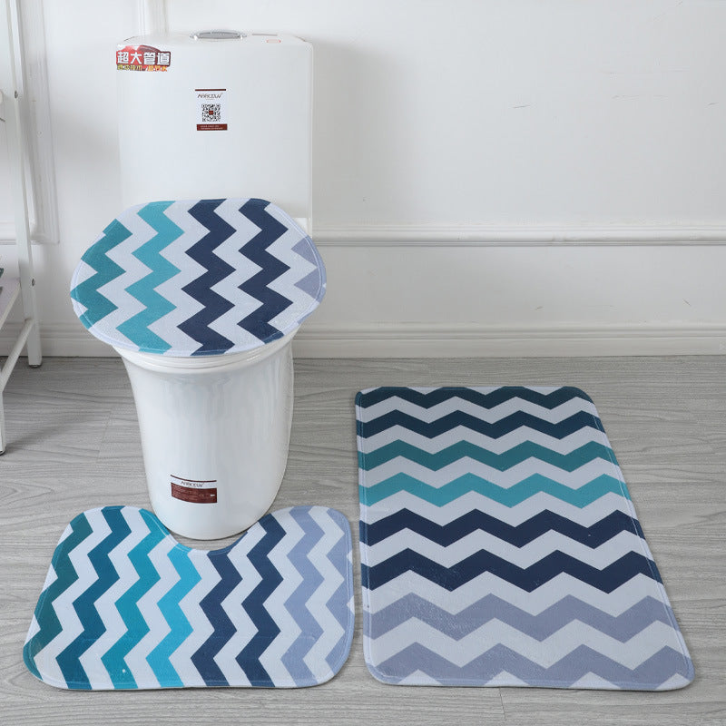 Underwater World 3D Printed Toilet Floor Mat Set - Bathroom Decor & Non-Slip Rug