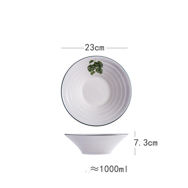 Japanese-Style Ceramic Noodle Soup Bowl with Trumpet Hat Design - 8 Inches