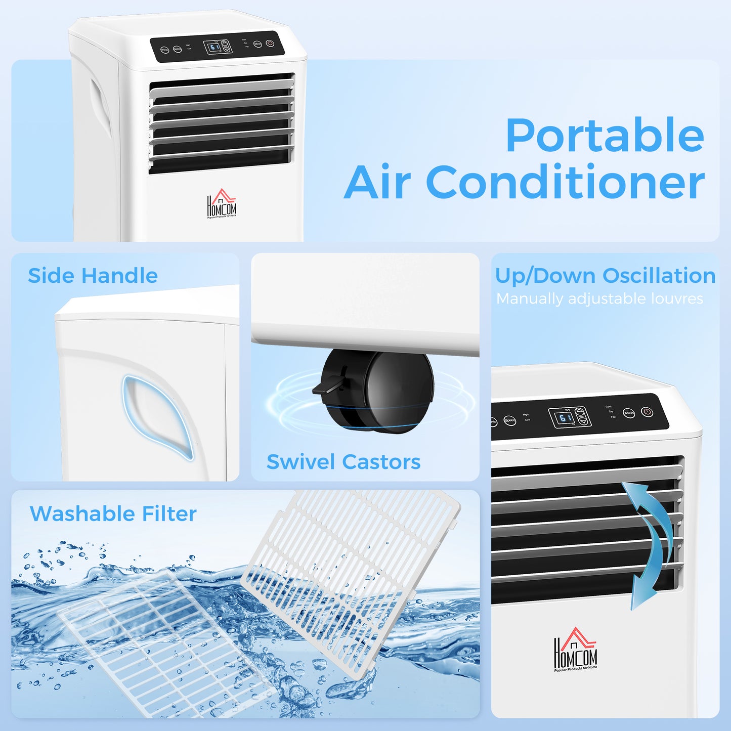 Portable 10000 BTU Air Conditioner with Dehumidifier & Fan - White