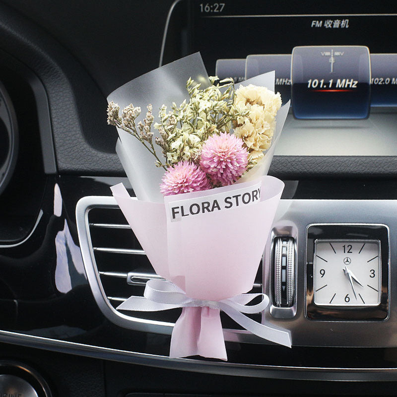 Decorative Dried Flowers Air Outlet Car Freshener - Colorful Aromatic Bouquet