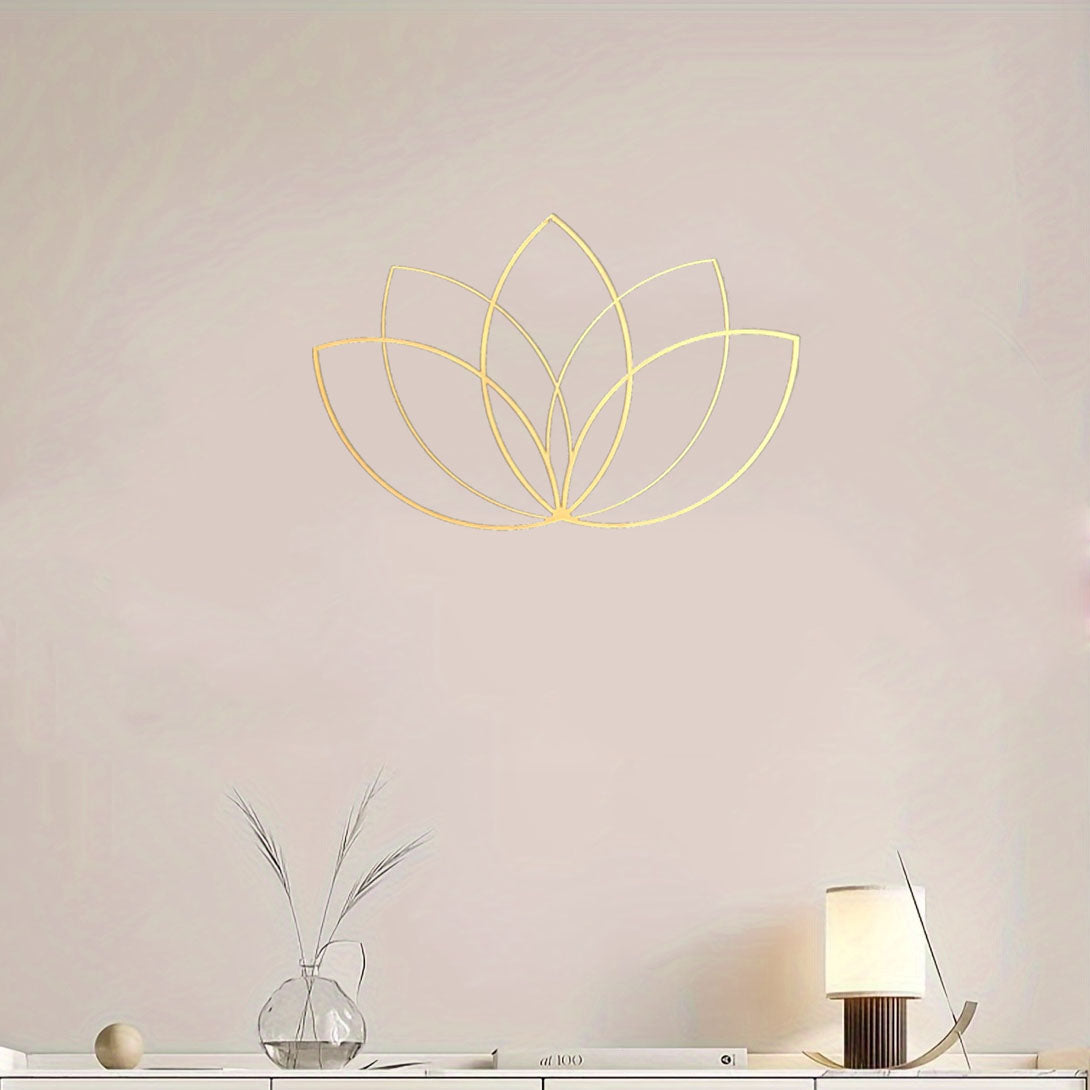 Gold Lotus Flower Wrought Iron Wall Art - Modern Zen Decor
