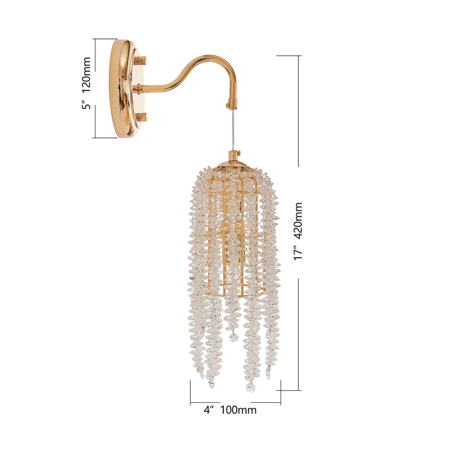 Gold Frame Crystal Bead Wall Sconces - Set of 2