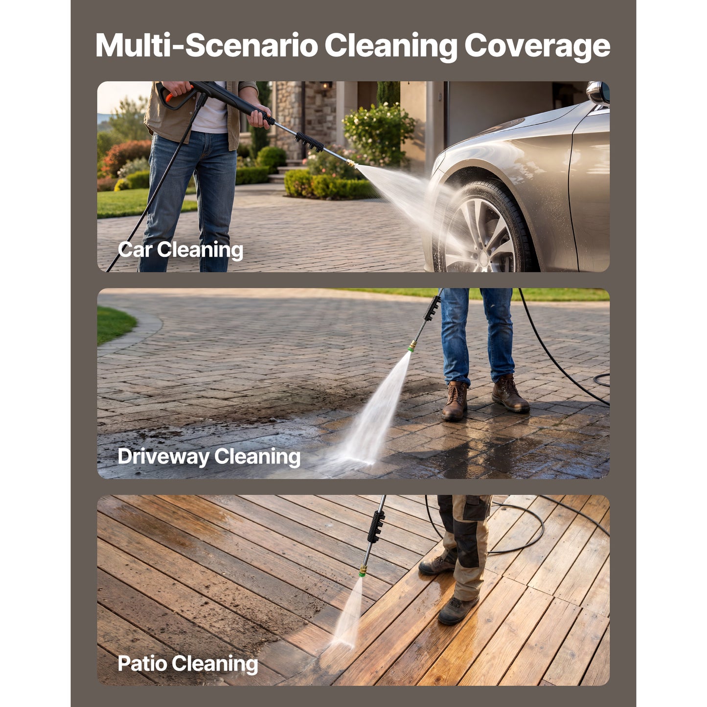 Electric Pressure Washer 1958 Max PSI 2.5 Max GPM Portable Power Cleaner for Cars & Driveways