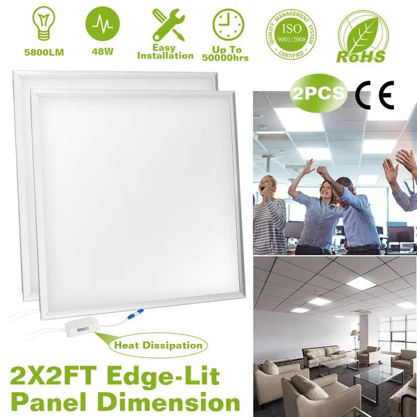 48W LED Panel Light 5800LM 7000K Ceiling Recessed Troffer 2 Pack