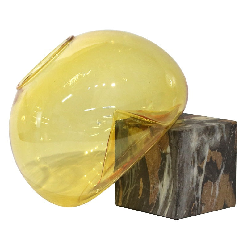 Glass Flower Vase with Metal Base - Elegant Home Decor