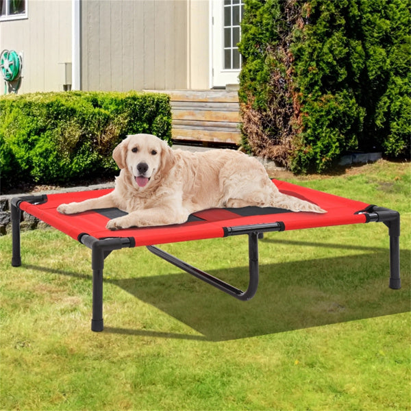 Elevated Pet Bed for Large Dogs - Breathable Mesh, Easy to Clean, Red