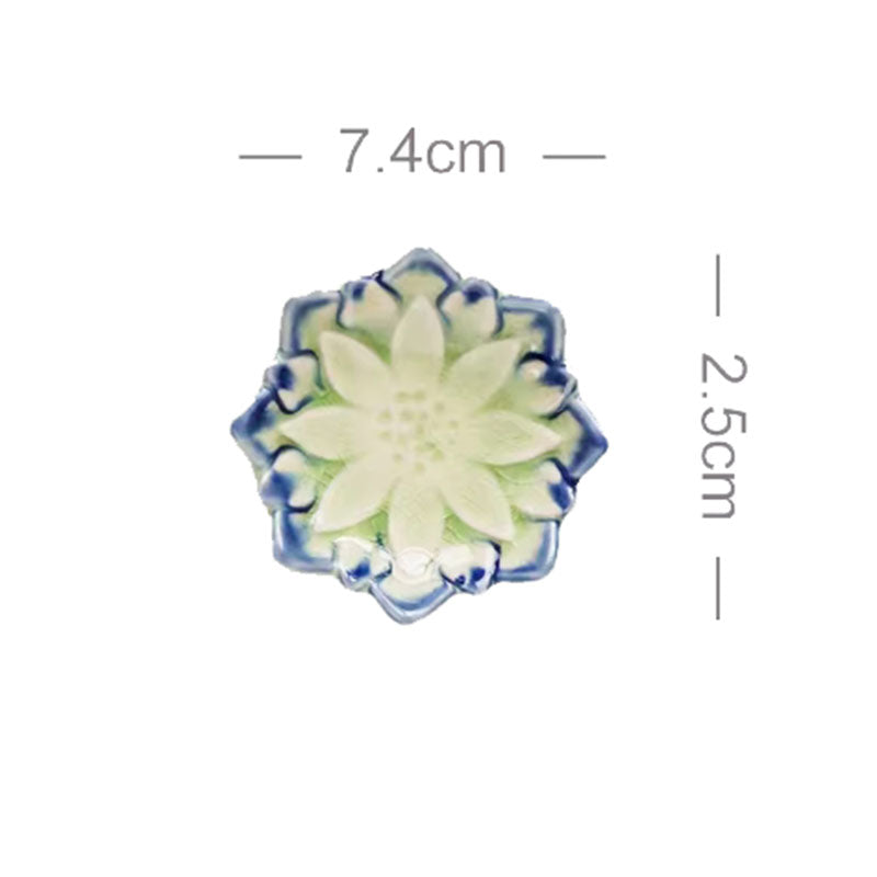 Ceramic Chopstick Shelf with Maple Leaf and Lotus Design - Kitchen Organizer