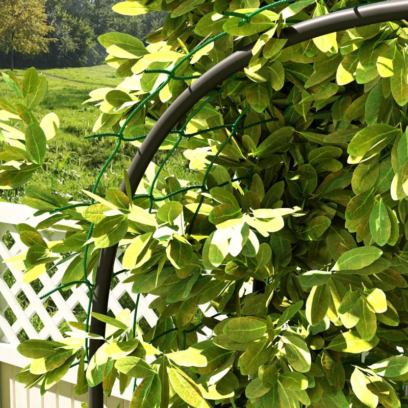 8 FT Tall Metal Garden Arch Trellis with Climbing Net for Plants - Black