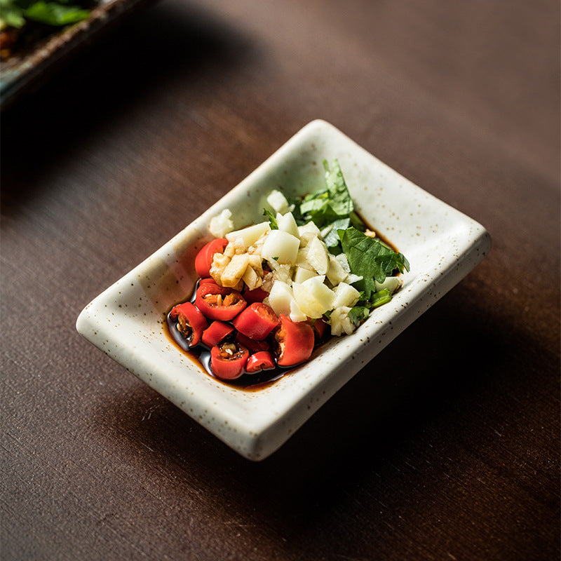 Rectangular Ceramic Sauce Dish Set for Condiments and Mustard