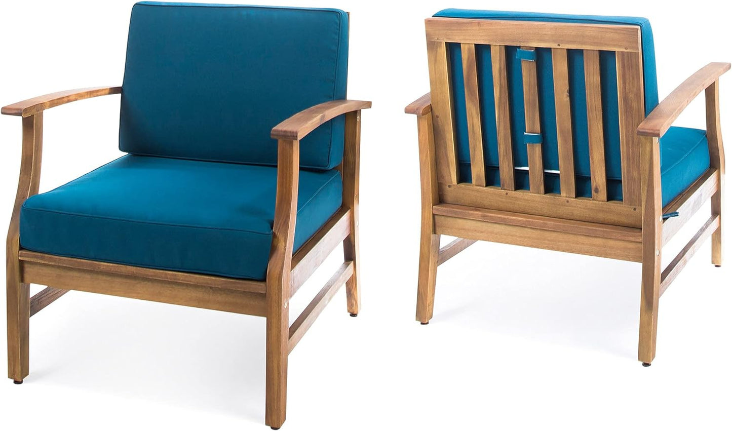 Perla Club Chairs Set of 2 - Blue Acacia Wood