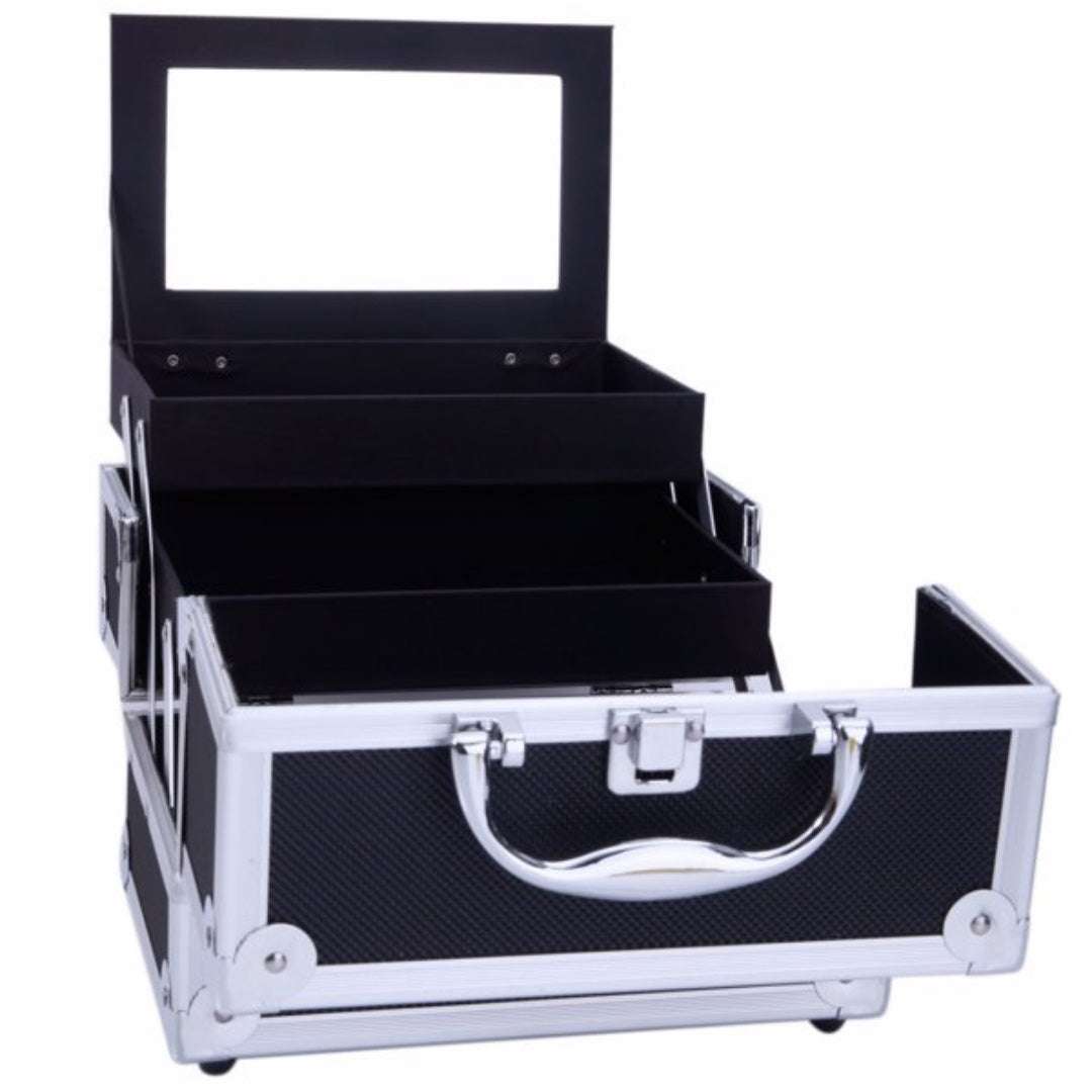 Portable Makeup Storage Bag with Mirror & Jewelry Compartment