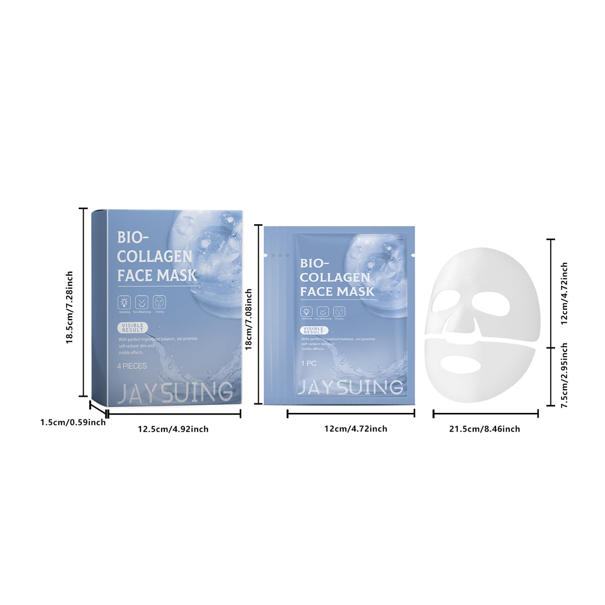 Collagen Moisturizing Facial Mask Boxed 4pcs 1 Box