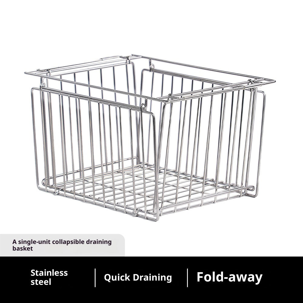 Stainless Steel Folding Drain Basket - Outdoor Kitchen Storage