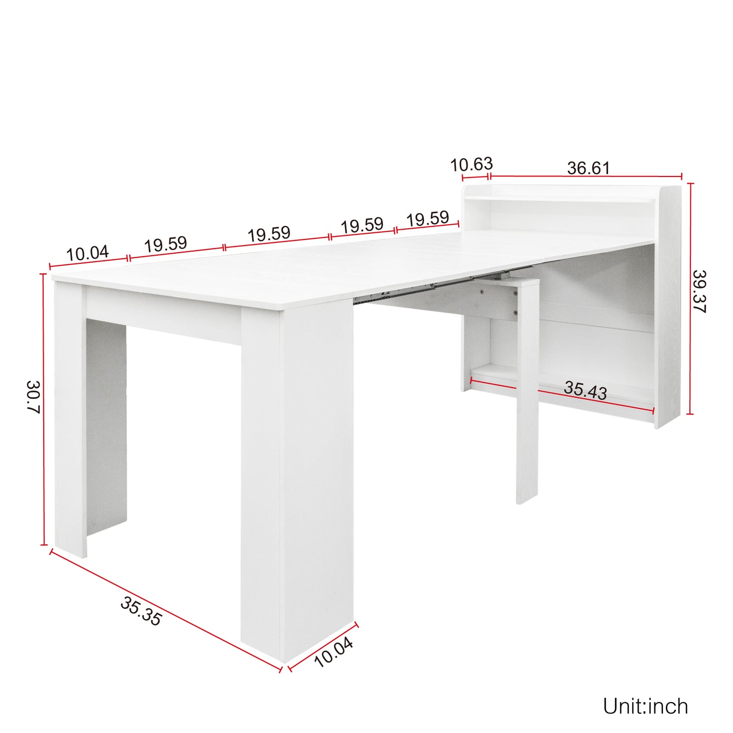 Modern White Extendable Dining Table with Storage