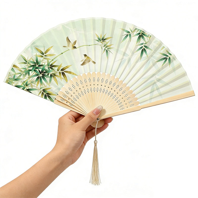 Chinese Style Portable Folding Fan - Bamboo Handheld Fan for Home & Garden
