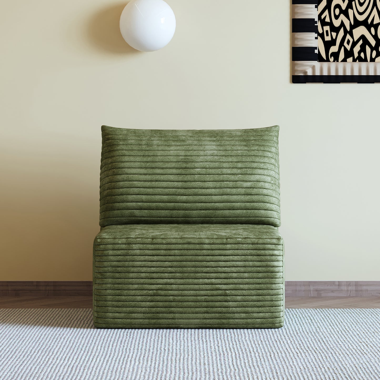 Single Seater Sofa - Green Fabric Armchair