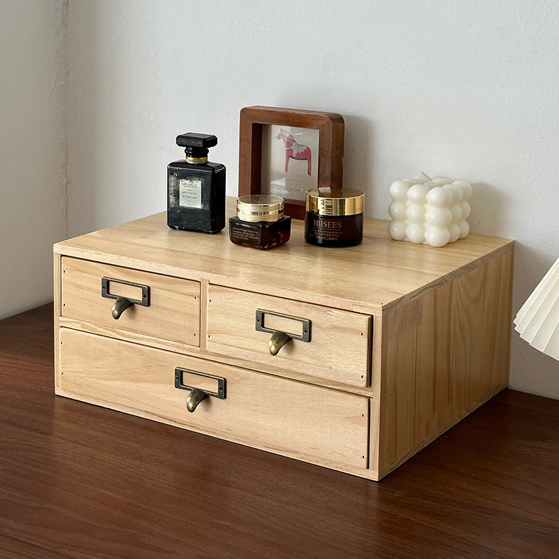 Wooden Desktop Storage Rack for Sundries and Stationery - 2 Layers, Japanese Style
