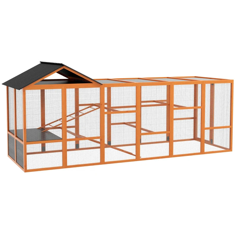 Wooden Chicken Coop Run for 6-10 Chickens with Storage & Perches
