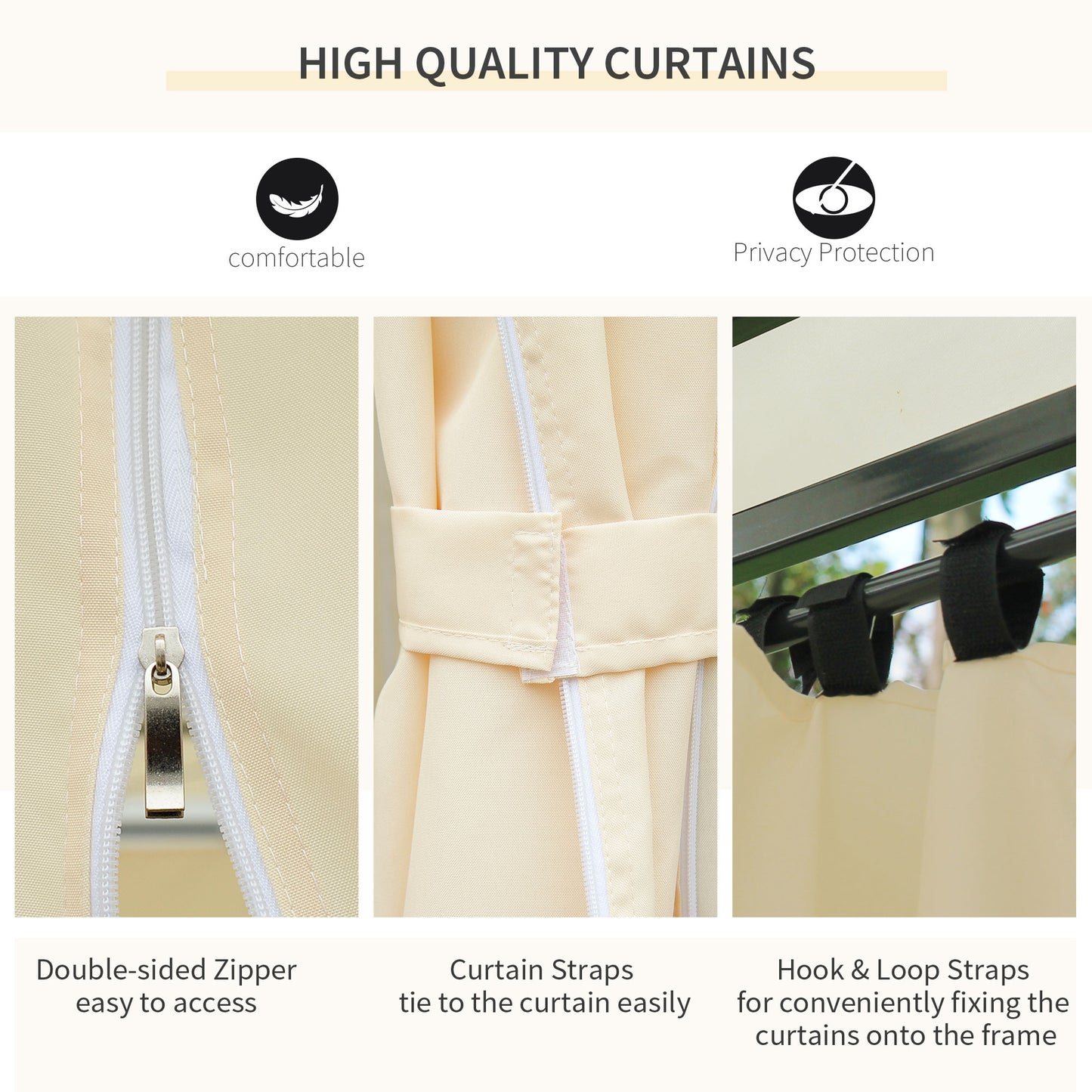 10x13 Outdoor Gazebo Canopy Shelter with Curtains - Cream White