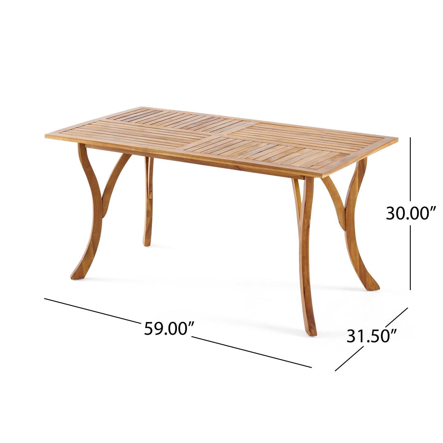 Outdoor 59-Inch Rectangular Acacia Wood Dining Table - Teak Finish