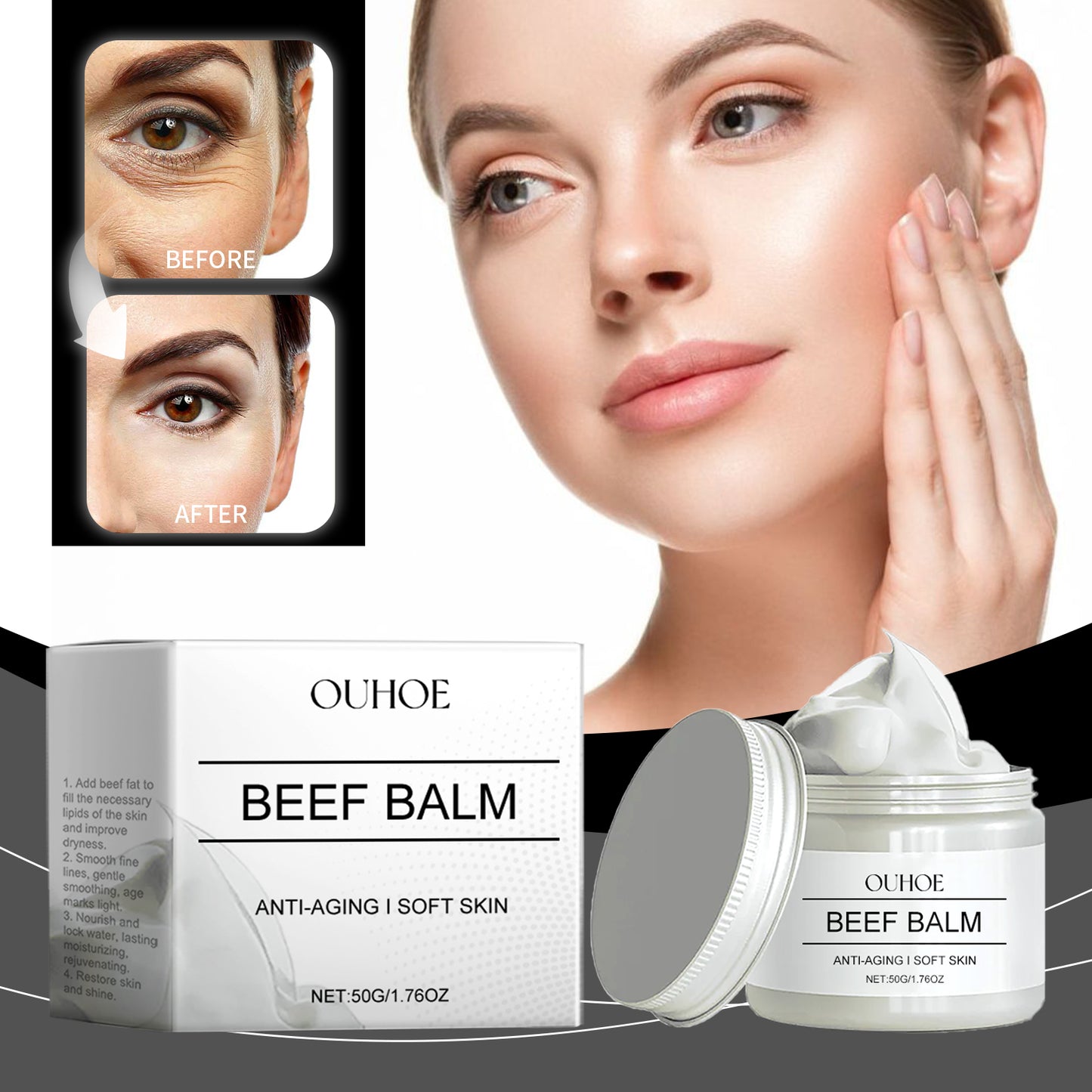 Tallow Beef Balm Moisturizing Face Cream - Deep Hydrating & Anti-Aging
