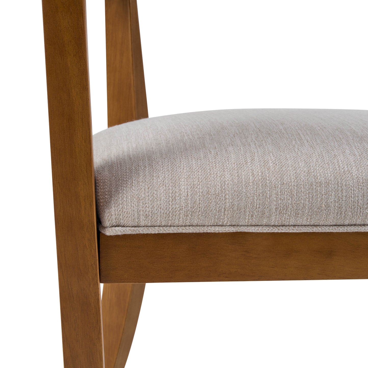 Upholstered Dining Chairs with Armrests - Set of 2, Walnut & Beige