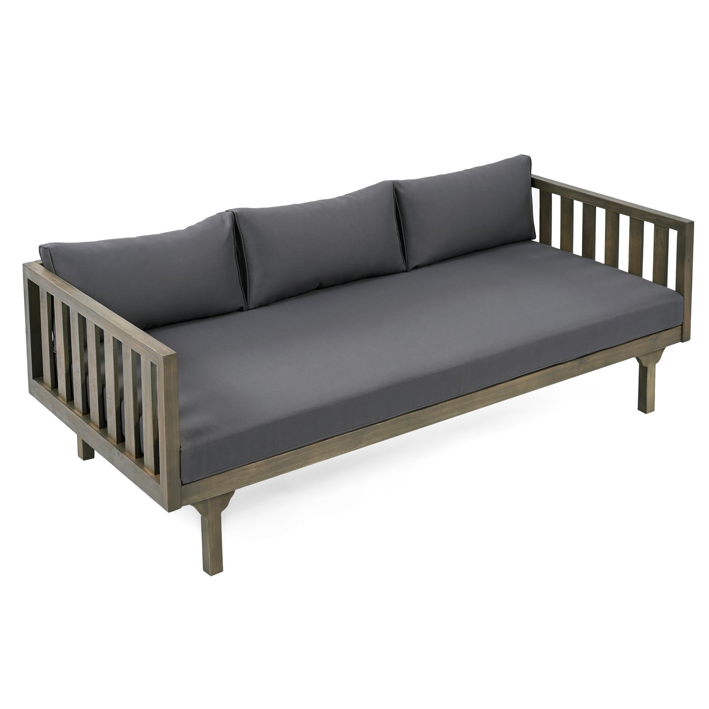 CLAREMONT 3 SEATER DAYBED GREY WOOD CUSHION