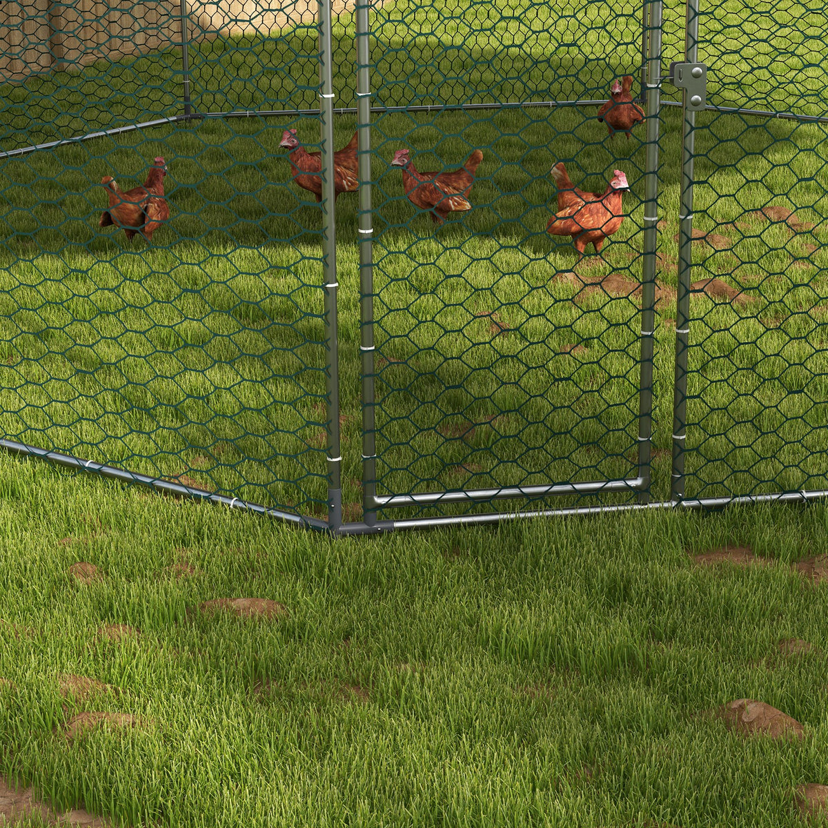 17.1 ft x 15.7 ft Chicken Run with Cover for 19-25 Chickens - Silver