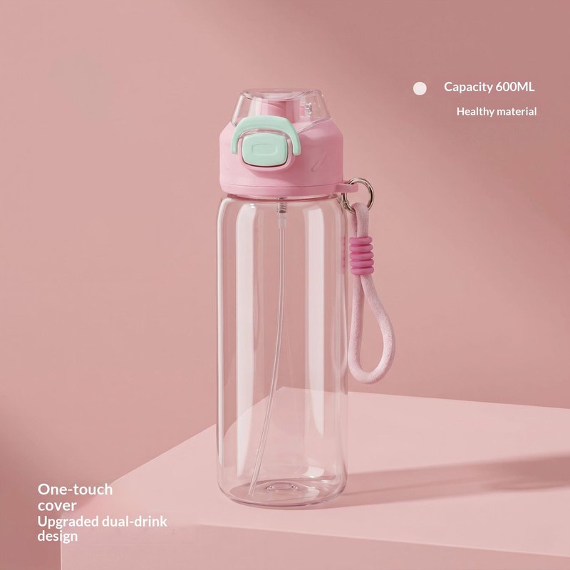 Portable Water Bottle 600ml Food-Grade Plastic Eco-Friendly Drinkware