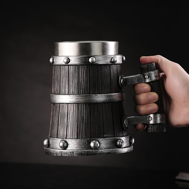 Large Capacity Beer Stein Mug with Handle - 600ML Stainless Steel Drinkware