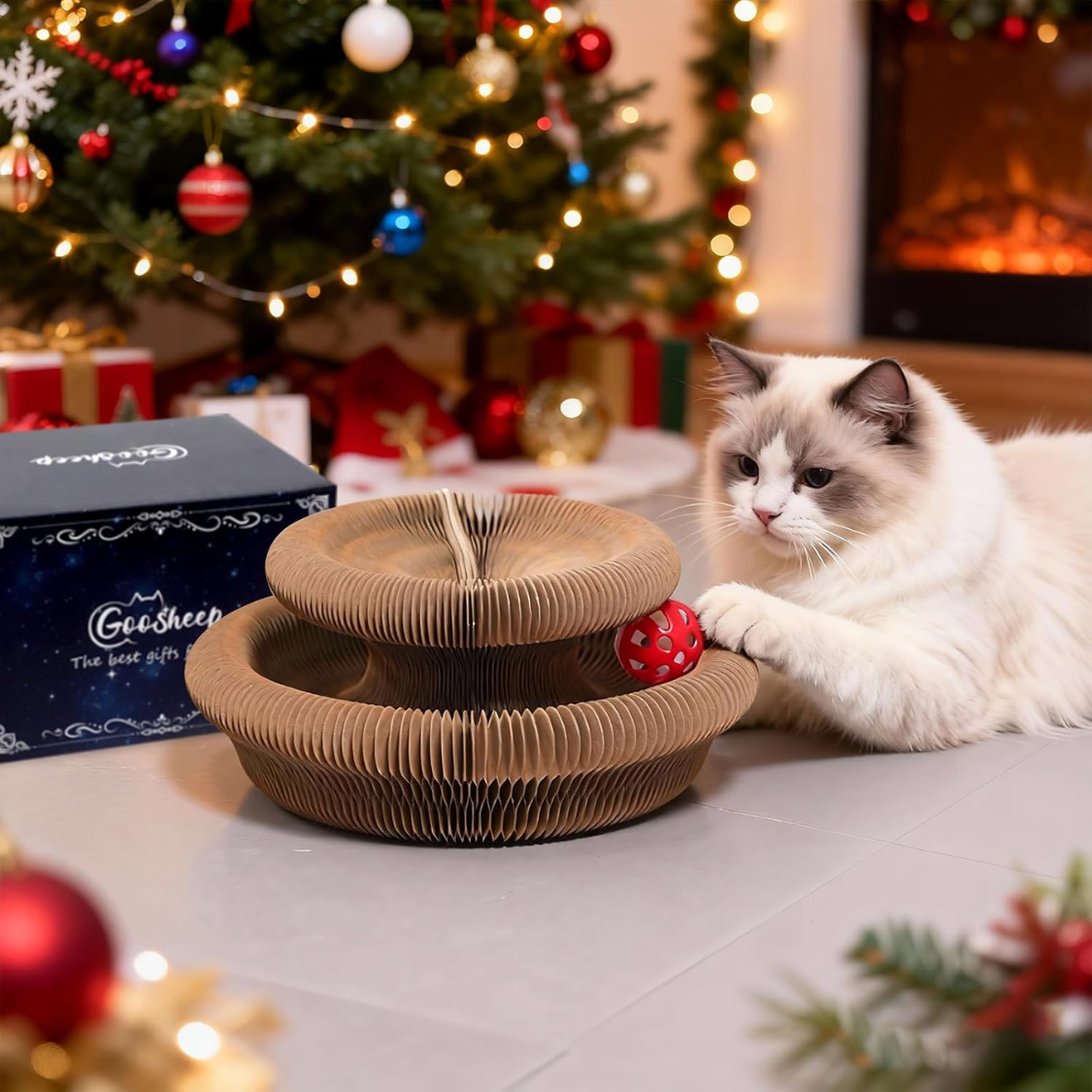 Interactive Cat Scratcher Toy for Indoor Cats - Brown