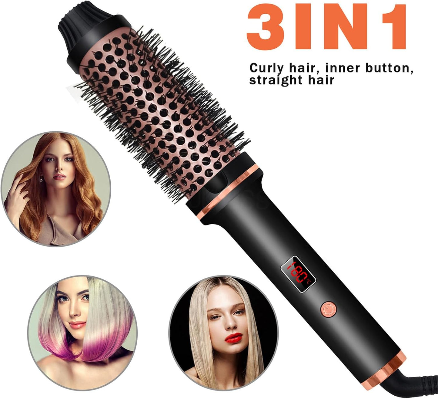 1.5-Inch Ionic Hot Air Curling Brush - Ceramic Thermal Volumizing Styler