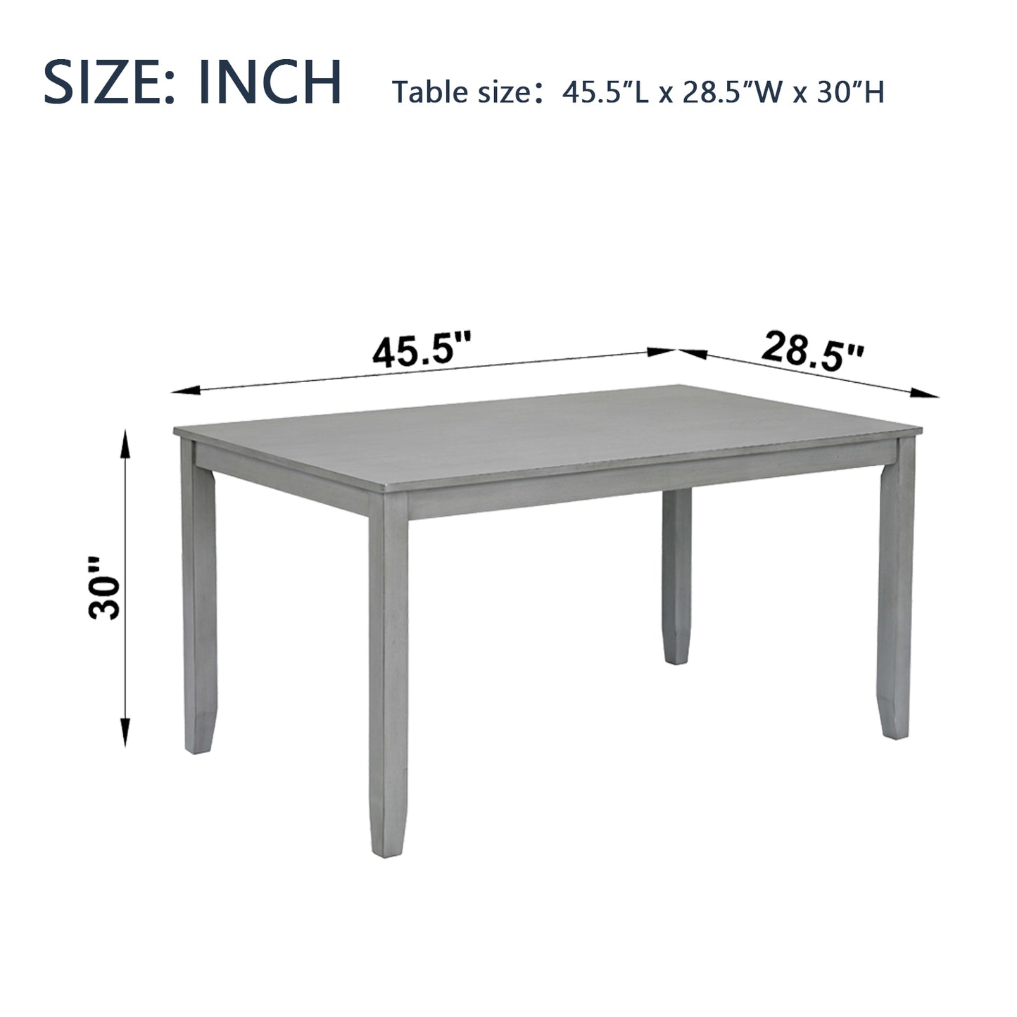 Acacia Wood Rectangular Dining Table - Gray, Seats 4
