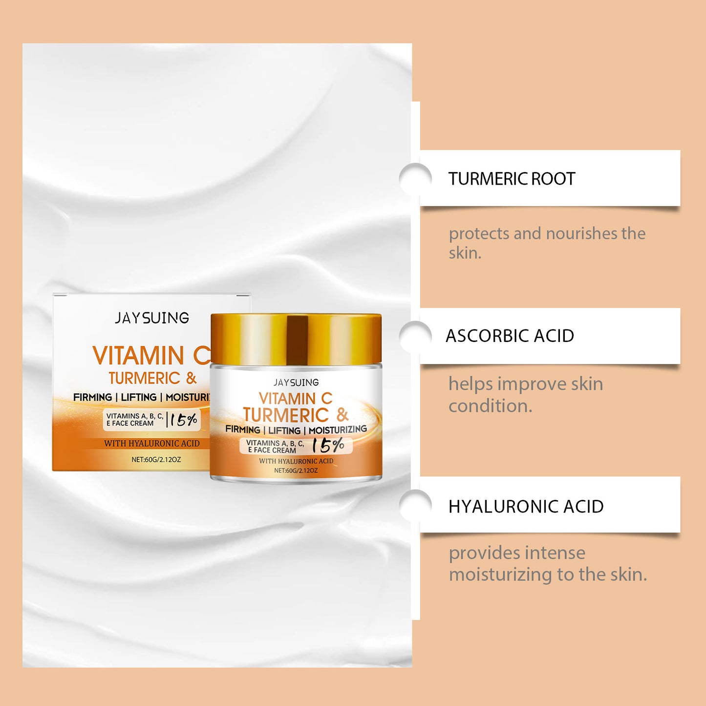Firming Rejuvenation Neck Cream with Vitamin C & Hyaluronic Acid - 60g