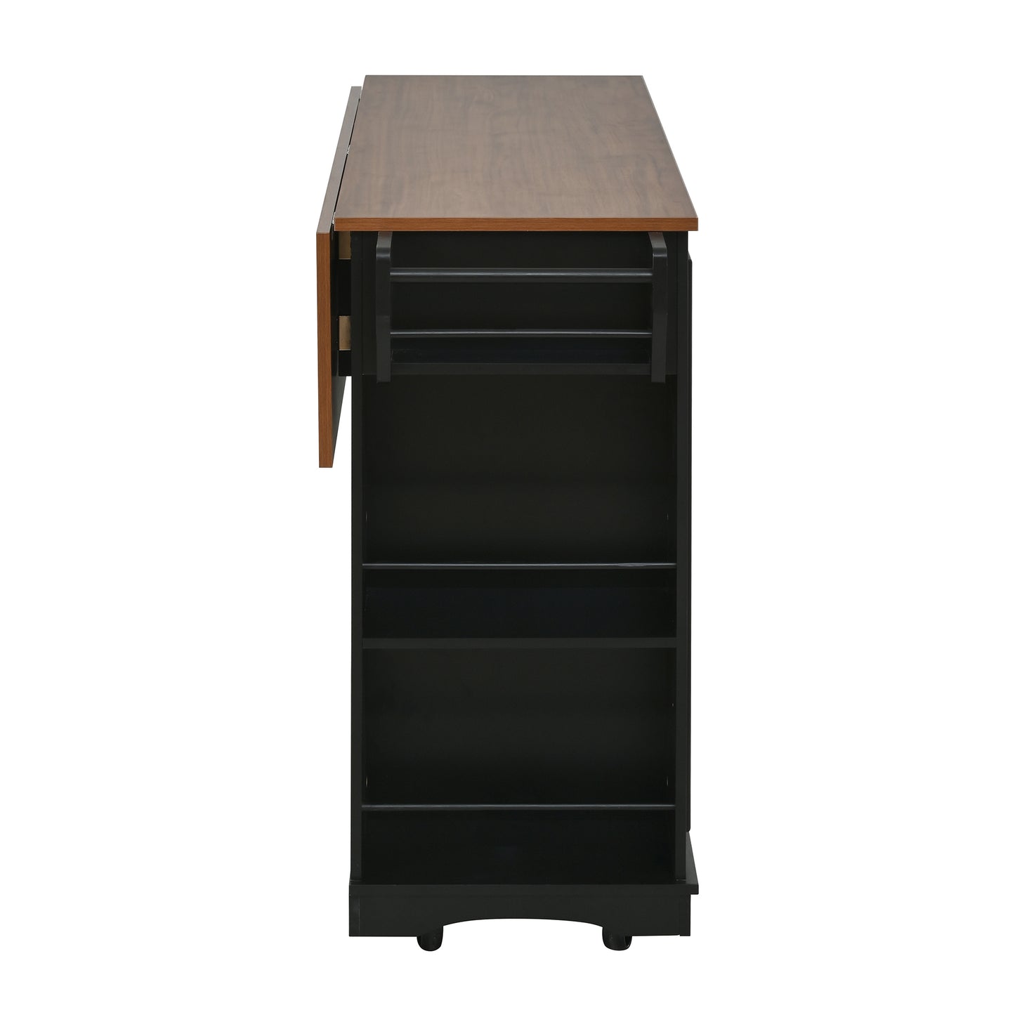 54" Mobile Kitchen Island with Glass Door Storage & Power Outlet