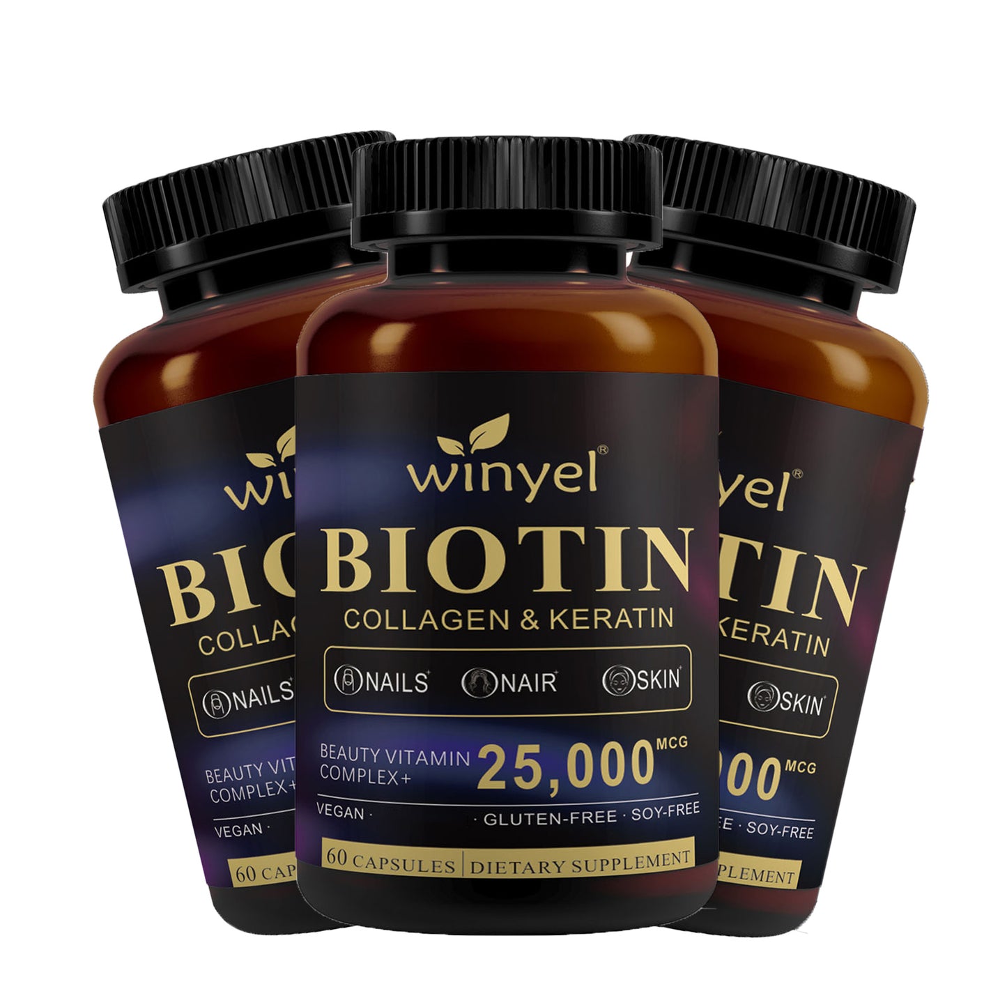 Biotin, Collagen & Keratin Hair, Skin and Nails Supplement - 60 Capsules