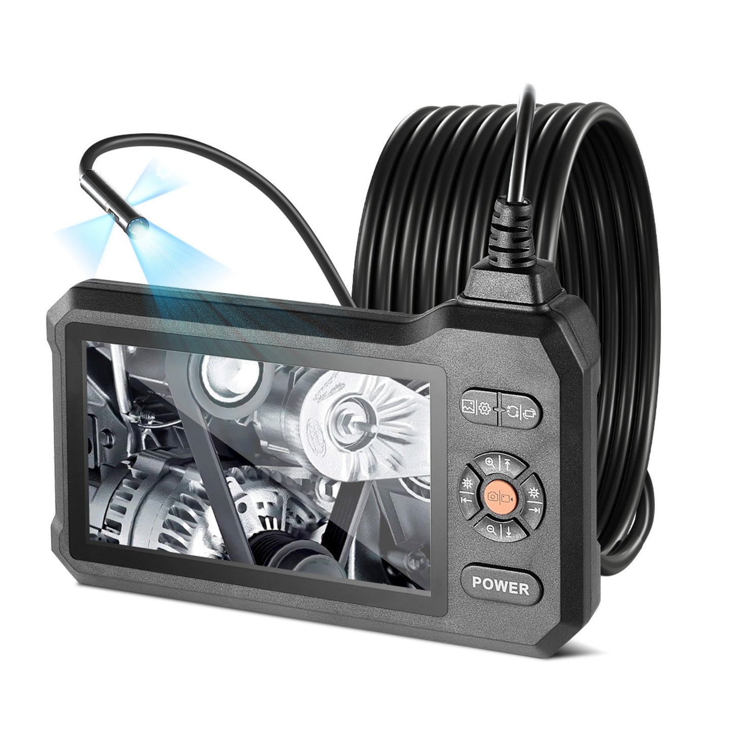 HD Industrial Endoscope Camera with Light 8X Zoom Waterproof 16.4FT Rigid Cable