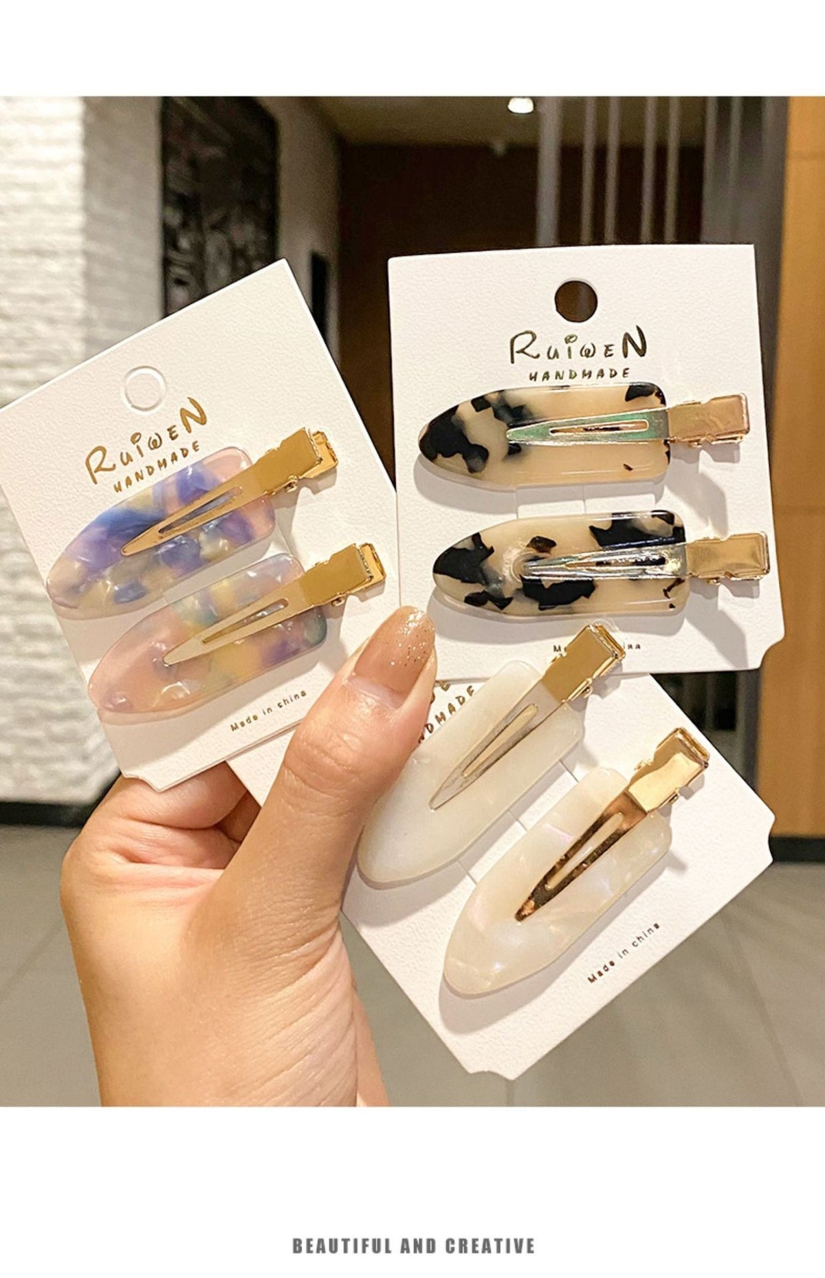 Women's Seamless Hair Barrettes - Acetate Fashion Hair Accessories 4 Pack