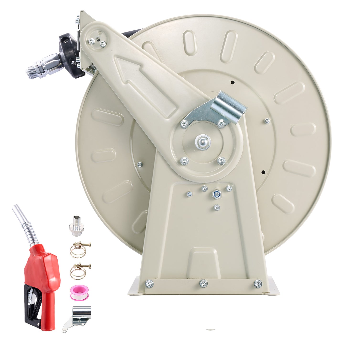 Heavy-Duty 3/4 Inch x 33 Ft Retractable Fuel Hose Reel for Diesel & Kerosene