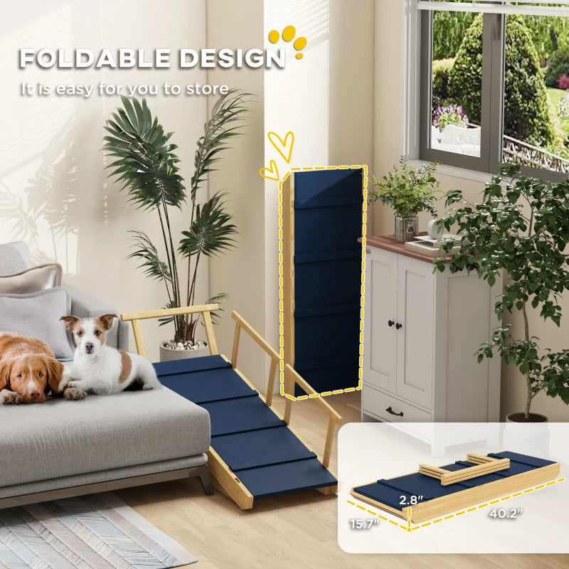Dog Ramp with Removable Guardrails - Wooden Pet Accessibility Aid