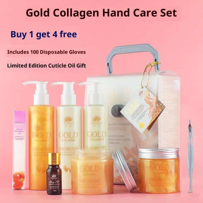 Gold Collagen Hand Care Set with Cleansing, Scrub, Mask & Cream - 1010g
