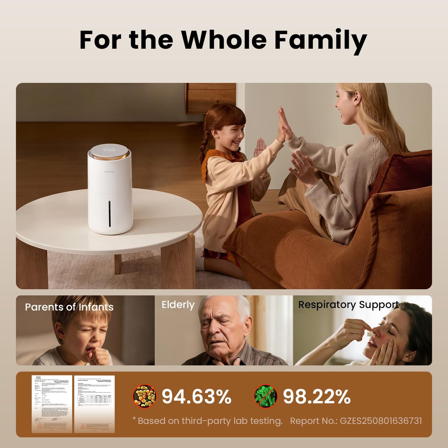 Small Evaporative Humidifier for Bedroom with Auto Humidity Control, 3L Water Tank, Night Light, Washable Filter, No White Dust