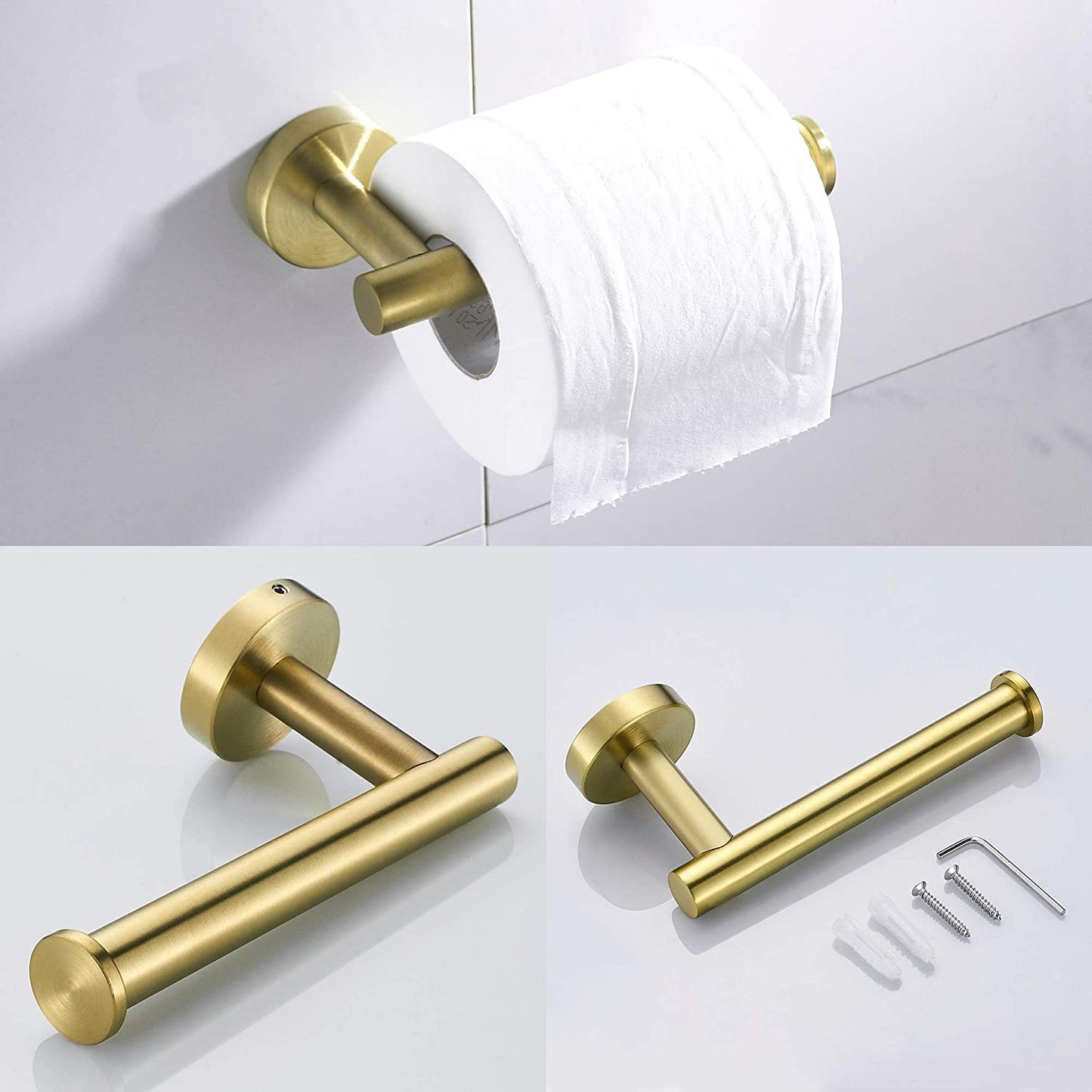 3-Piece Bathroom Hardware Accessories Set - Brushed Gold