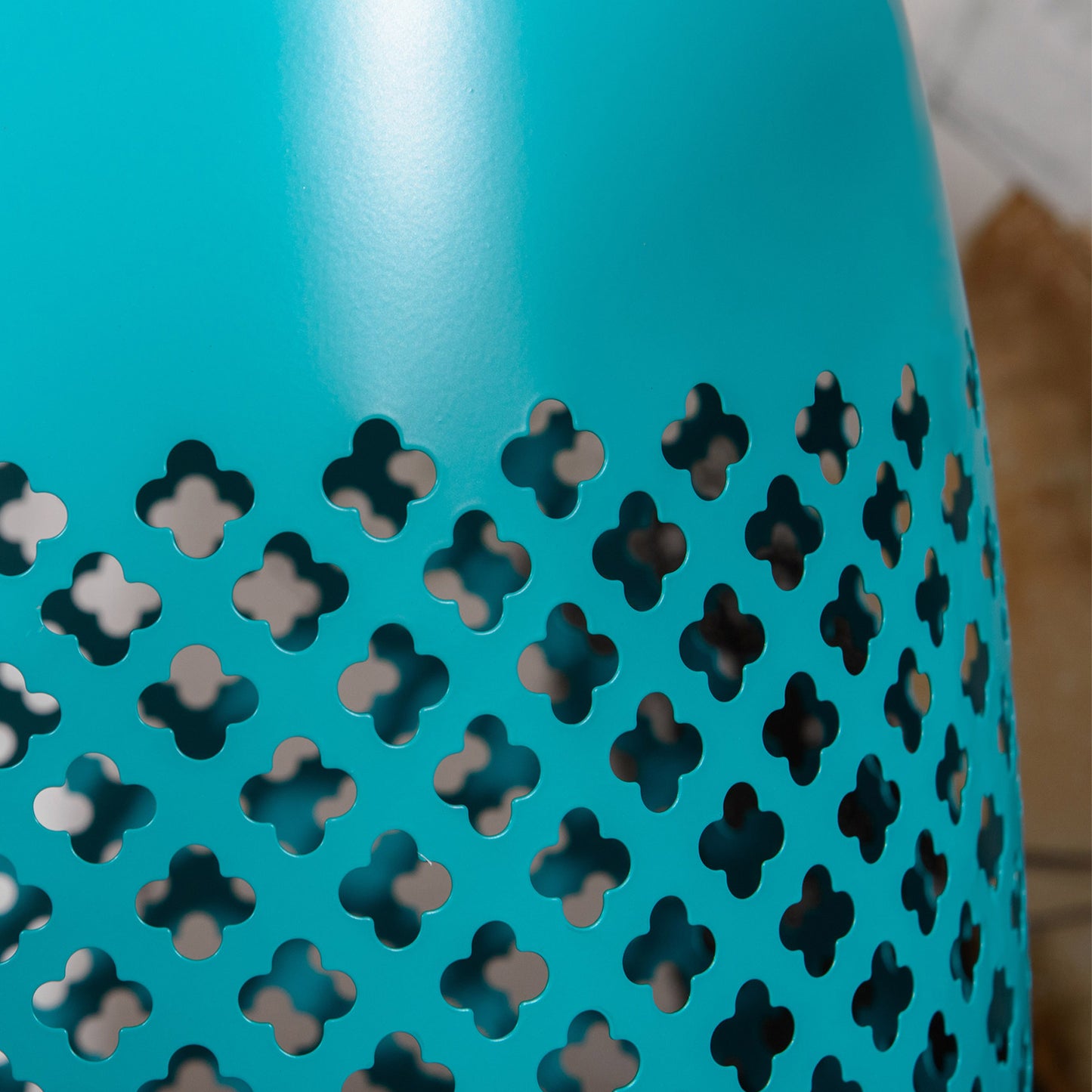 12" Steel Round Outdoor Accent Table - Blue