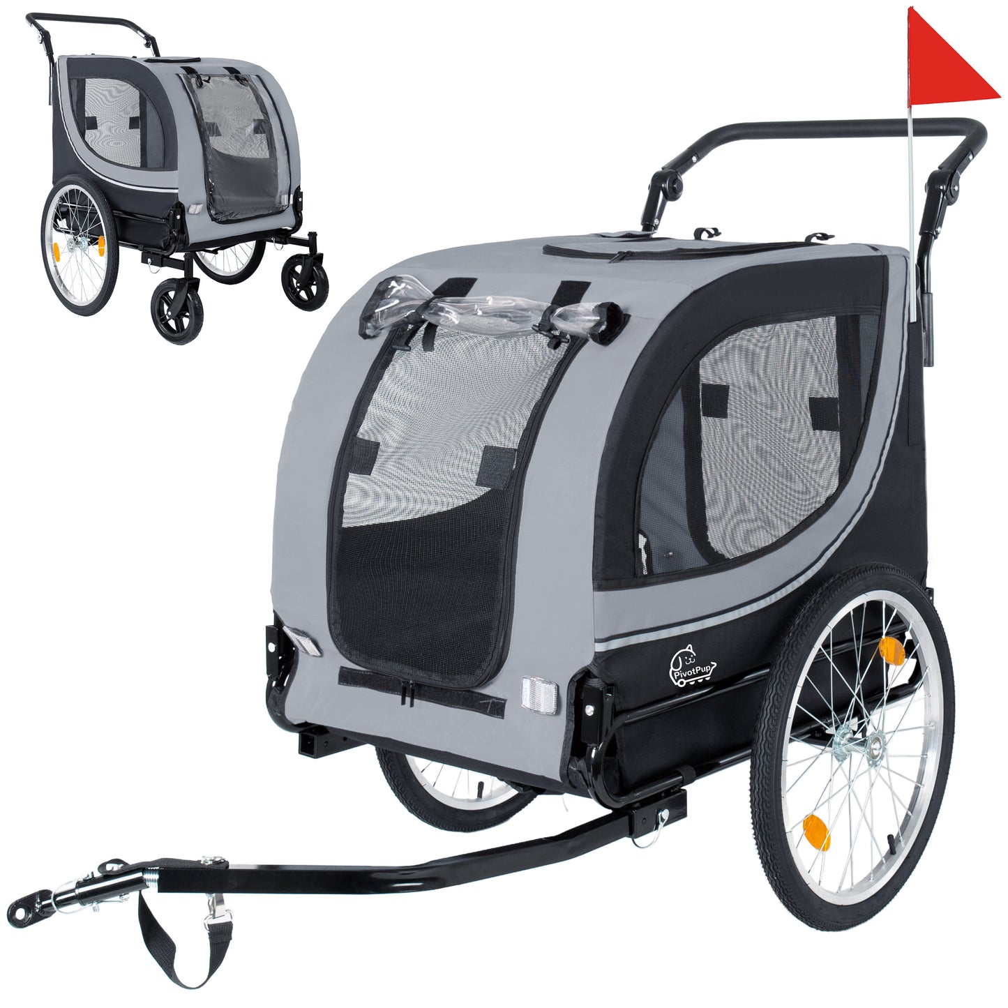 2-in-1 Bike Trailer & Pet Stroller For Dogs Up To 100lbs Foldable