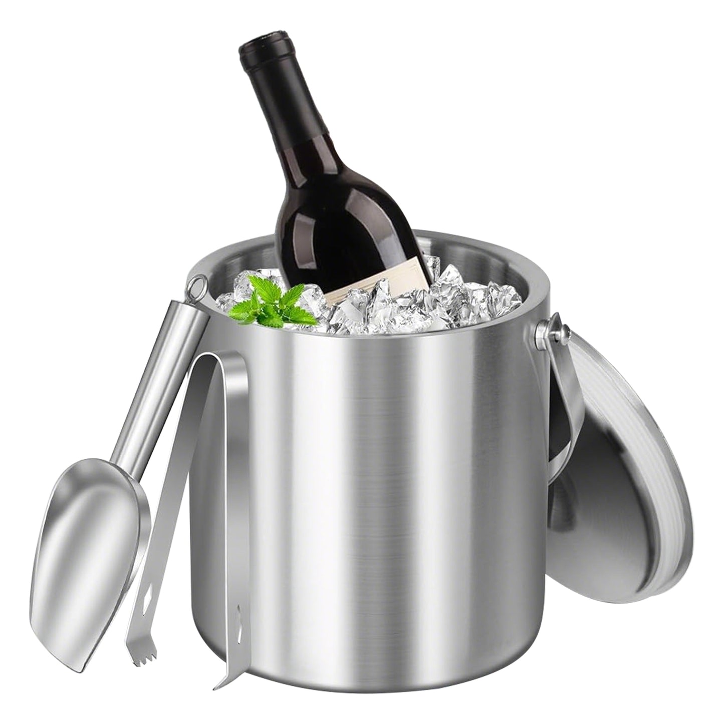 Double Wall Stainless Steel Insulated Ice Bucket 3L with Scoop & Lid